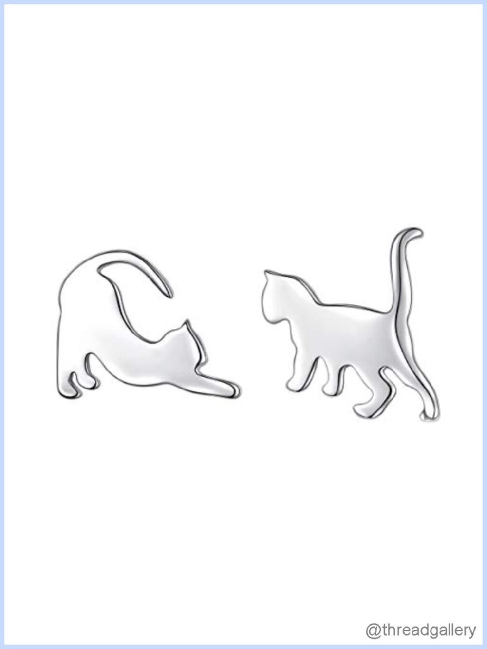 925 Sterling Silver Cat Stud Earrings Mismatched Animal Jewelry Gift